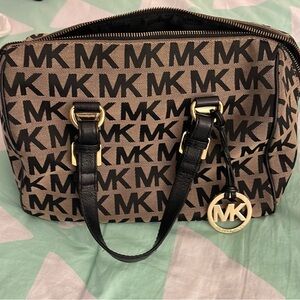 Michael Kors Black and Brown MK Satchel